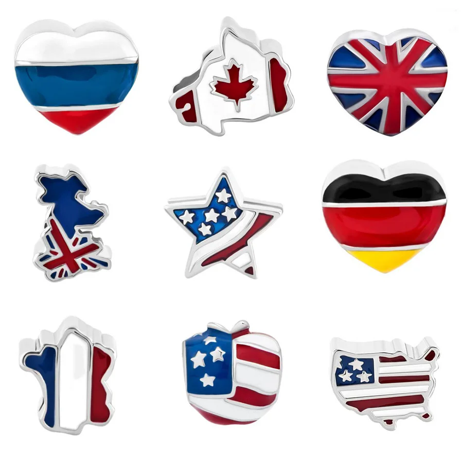 Slide charm free shipping DIY beads Canada United States British flag charm beads fit Pandora bracelet necklace
Slide charm free shipping DIY beads Canada United States British flag charm beads fit Pandora bracelet necklace