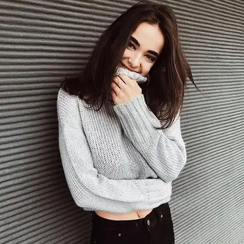 Women Winter Turtleneck Gray Short Sweater Autumn Vintage Knitted Warm Pullover Long Sleeve Oversized Loose Jumper WS103C
Women Winter Turtleneck Gray Short Sweater Autumn Vintage Knitted Warm Pullover Long Sleeve Oversized Loose Jumper WS103C