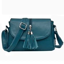 Elegant lady genuine leather shoulder bag Peacock blue Feel nice under hand