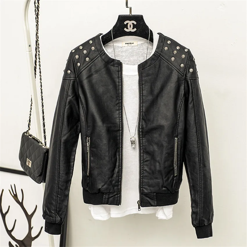 Gowyimmes 2019 Women's Korean Version Rivet PU Coat Short Jacket Stand Collar Slim Faux Leather Jacket Women Short Paragraph 346
Gowyimmes 2019 Women's Korean Version Rivet PU Coat Short Jacket Stand Collar Slim Faux Leather Jacket Women Short Paragraph 346