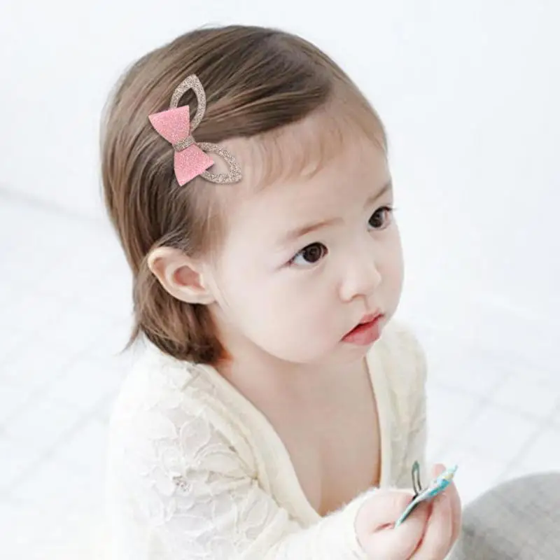 Glitter Sequins Rabbit Ear Bow Barrettes Children Kids Baby Girls
