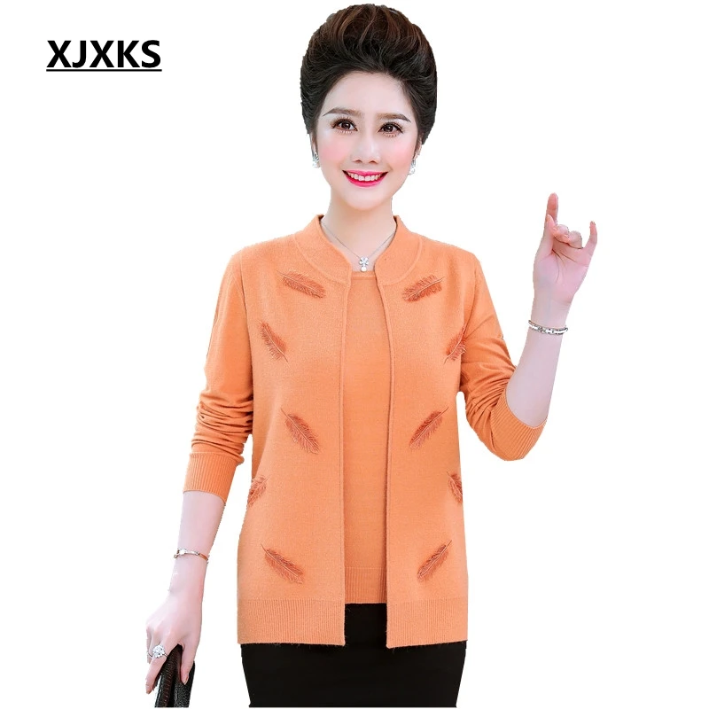 XJXKS Women Sweater + Sleeveless Cardigan Autumn And Winter Beautiful Feather Knitted Sweater Plus Size Sweater
XJXKS Women Sweater + Sleeveless Cardigan Autumn And Winter Beautiful Feather Knitted Sweater Plus Size Sweater