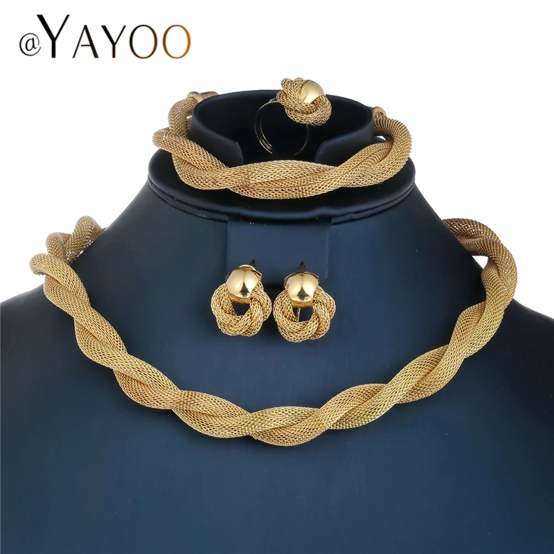 AYAYOO African Jewelry Sets For Women Wedding Imitation Crystal Necklace Set Fashion Bridal Gold Color Dubai Jewelry Sets
AYAYOO African Jewelry Sets For Women Wedding Imitation Crystal Necklace Set Fashion Bridal Gold Color Dubai Jewelry Sets
