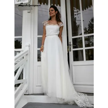 Beach Wedding Dress With Cap Sleeve ivory Bride Dress A-line Open Back vestidos de noiva
Beach Wedding Dress With Cap Sleeve ivory Bride Dress A-line Open Back vestidos de noiva
