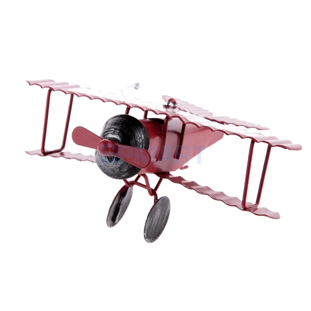 Collectible Metal Aircraft Model Biplane Plane Toy String Hanging Decoration