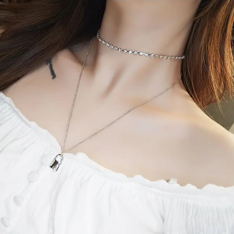 New Arrival 2 Layers Chain Link Silver Lock Pendant Necklace Choker For Women Collares Satement Necklace
New Arrival 2 Layers Chain Link Silver Lock Pendant Necklace Choker For Women Collares Satement Necklace