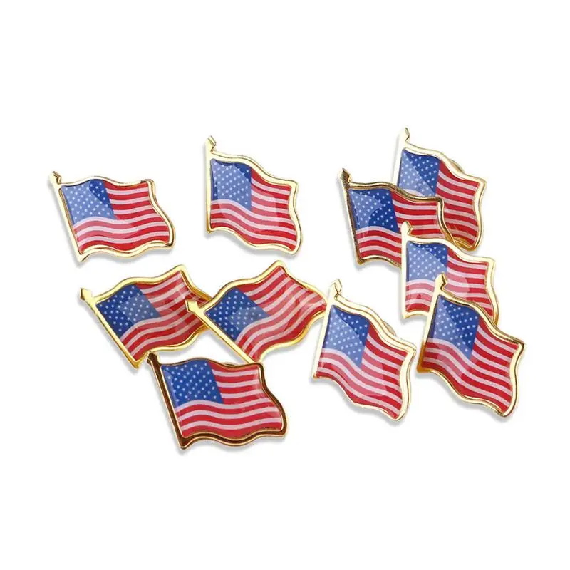 10PCS/Lot American Flag Independence Day Lapel Pin United States USA Hat Tie Tack Badge Pin Party Decoration Supplies
10PCS/Lot American Flag Independence Day Lapel Pin United States USA Hat Tie Tack Badge Pin Party Decoration Supplies