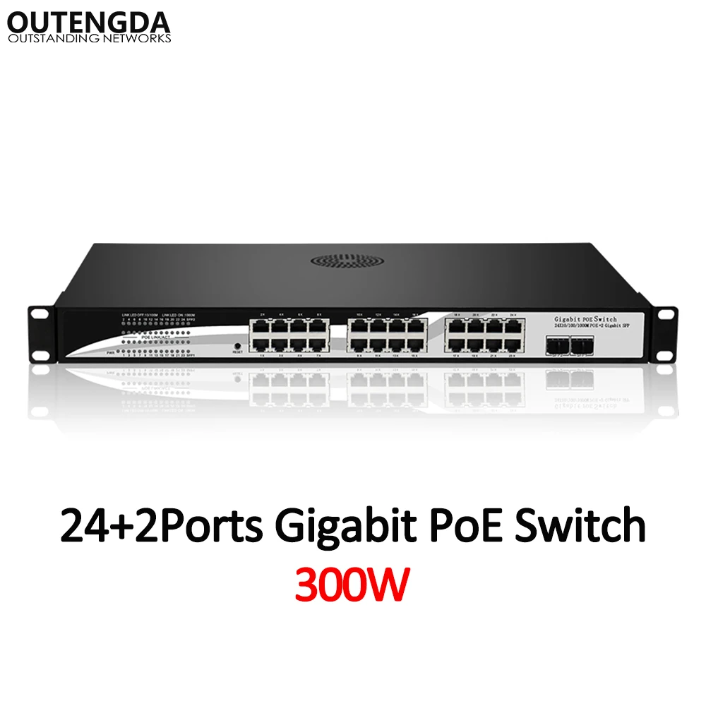 24 Port Gigabit POE Switch with 24 Full-gigabit 1000M Poe Ports 2 Gigabit Optical SFP Slots Power to IPCams, WiFi AP
24 Port Gigabit POE Switch with 24 Full-gigabit 1000M Poe Ports 2 Gigabit Optical SFP Slots Power to IPCams, WiFi AP