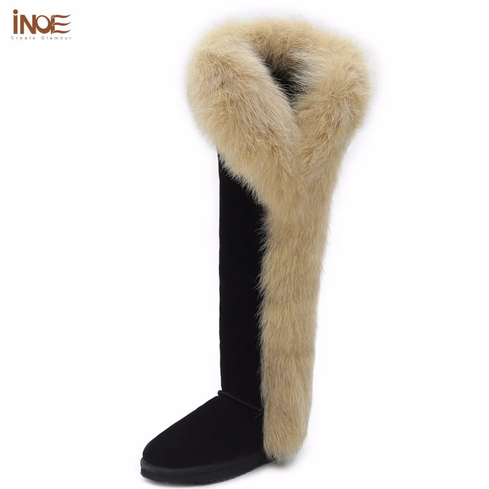 INOE fashion fox fur botas cow suede leather over the knee long winter snow boots for women thigh winter shoes boots black brown
INOE fashion fox fur botas cow suede leather over the knee long winter snow boots for women thigh winter shoes boots black brown