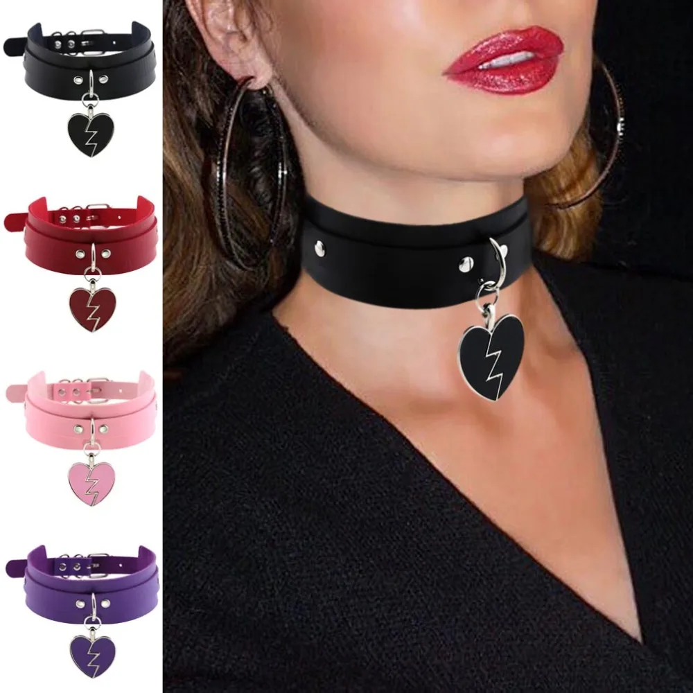 Harajuku PU Leather Choker Lightning Heart Collar Bondage Goth Punk Rock Sexy Heart-Broken Pendant Choker Necklace
Harajuku PU Leather Choker Lightning Heart Collar Bondage Goth Punk Rock Sexy Heart-Broken Pendant Choker Necklace