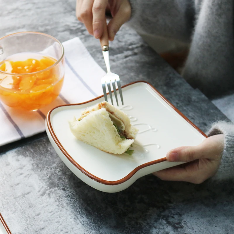 Good day for yourself Toast shape food plates for dinner tray ceramic plates creative dinnerware kitchen tools food tray
Good day for yourself Toast shape food plates for dinner tray ceramic plates creative dinnerware kitchen tools food tray