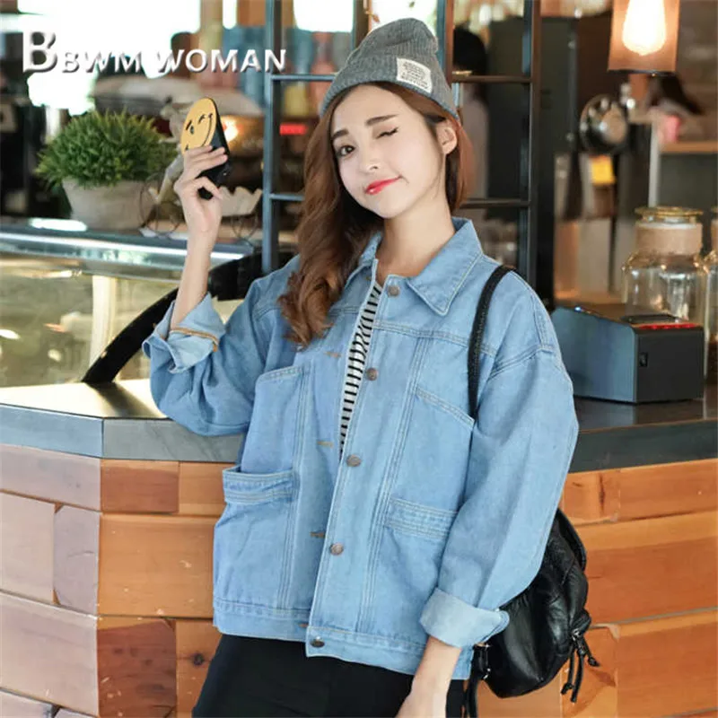 Light Blue Color Women Denim Coat Big Pocket Single Breasted Female Casual Jacket
Light Blue Color Women Denim Coat Big Pocket Single Breasted Female Casual Jacket
