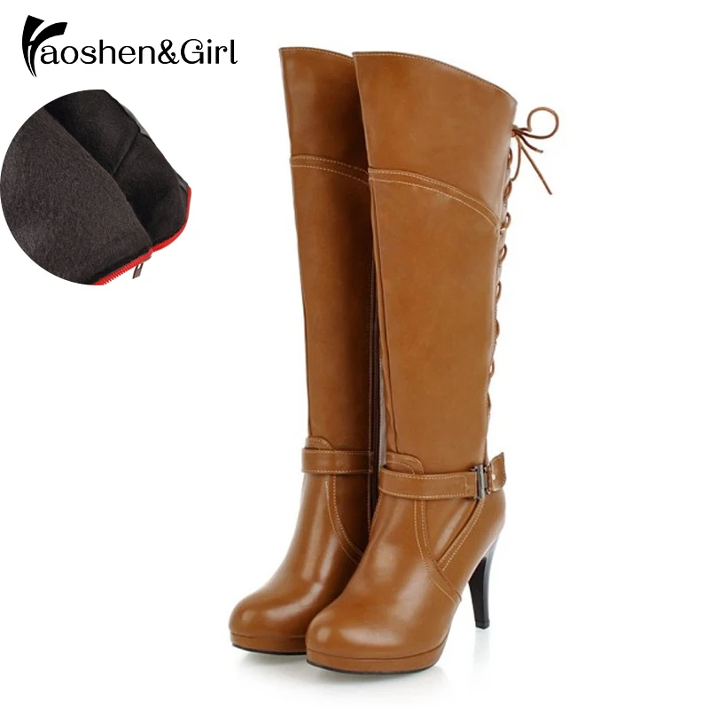 Haoshen&Girl Women Winter Knee High Boots Ladies Retro Buckle Lace Up Riding Boots Long England Style Warm Boot Shoes Size 31-48
Haoshen&Girl Women Winter Knee High Boots Ladies Retro Buckle Lace Up Riding Boots Long England Style Warm Boot Shoes Size 31-48