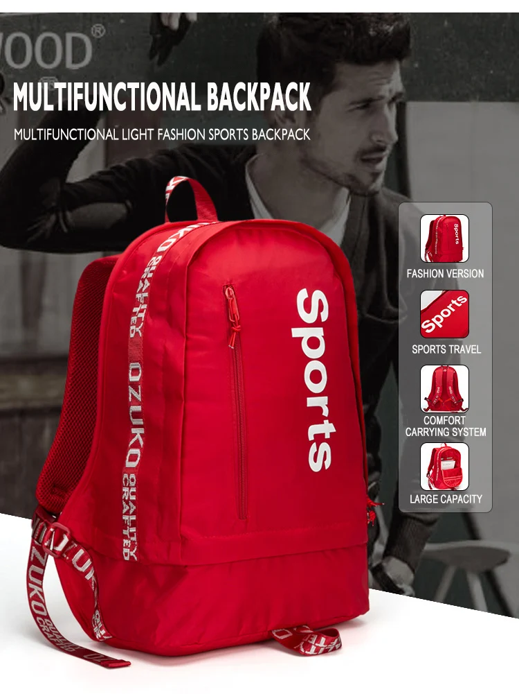 OZUKO Fashion Multifunction Sports Backpack with Shoes Bag for Men Women Laptop Shoulder Bag for Teenage Boys Girls Student Bag OZUKO Fashion Multifunction Sports Backpack with Shoes Bag for Men Women Laptop Shoulder Bag for Teenage Boys Girls Student Bag