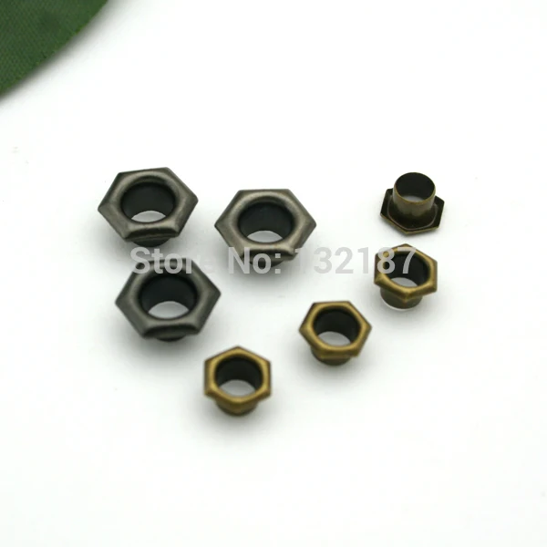 400sets/lot metal eyelets with washer hexagon / sexangle metal grommets for garments shoes free shipping JY-010
400sets/lot metal eyelets with washer hexagon / sexangle metal grommets for garments shoes free shipping JY-010