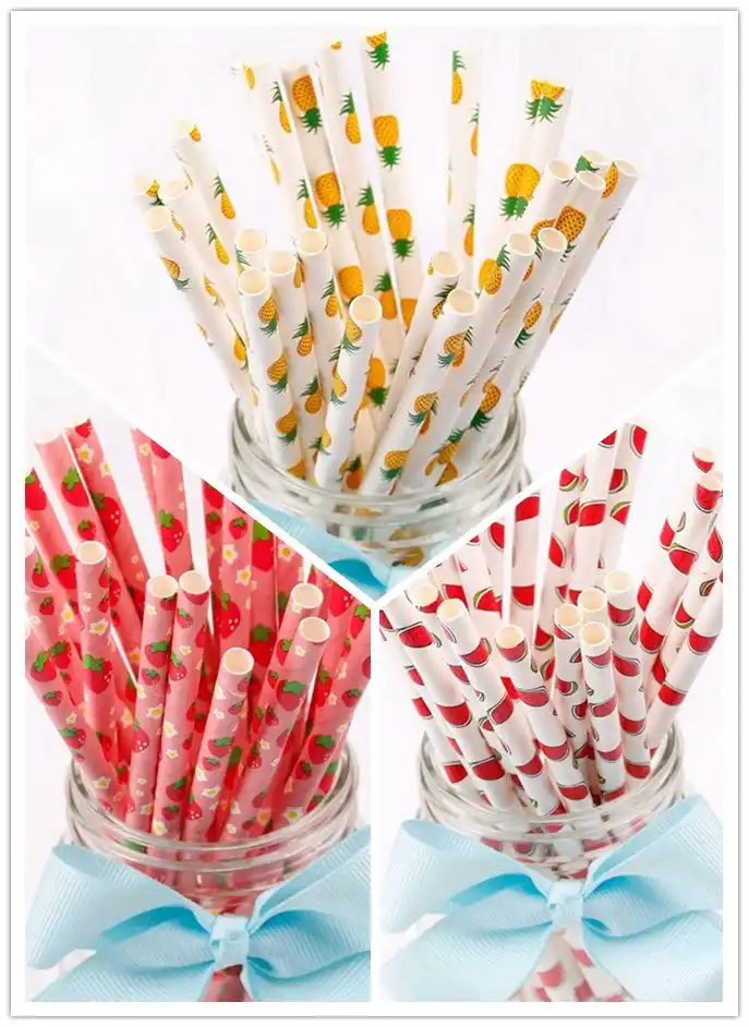 fruit pineapple strawberry watermelon paper straws for wedding