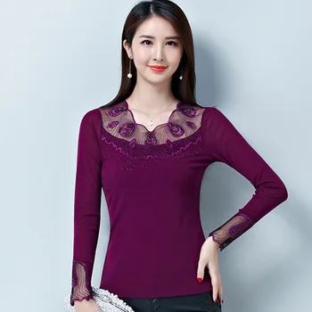 Autumn Fashion Lady Black Lace T-Shirts Plus Size M-4XL Sexy Design Women Casual Purple Tops / Tees 2018 New Clothing
Autumn Fashion Lady Black Lace T-Shirts Plus Size M-4XL Sexy Design Women Casual Purple Tops / Tees 2018 New Clothing
