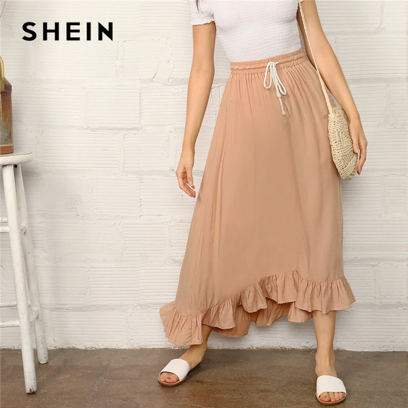 SHEIN Boho Apricot Drawstring Waist Asymmetrical Ruffle Hem A Line Skirts Womens Summer Mid Waist Pleated Elegant Long Skirt
SHEIN Boho Apricot Drawstring Waist Asymmetrical Ruffle Hem A Line Skirts Womens Summer Mid Waist Pleated Elegant Long Skirt