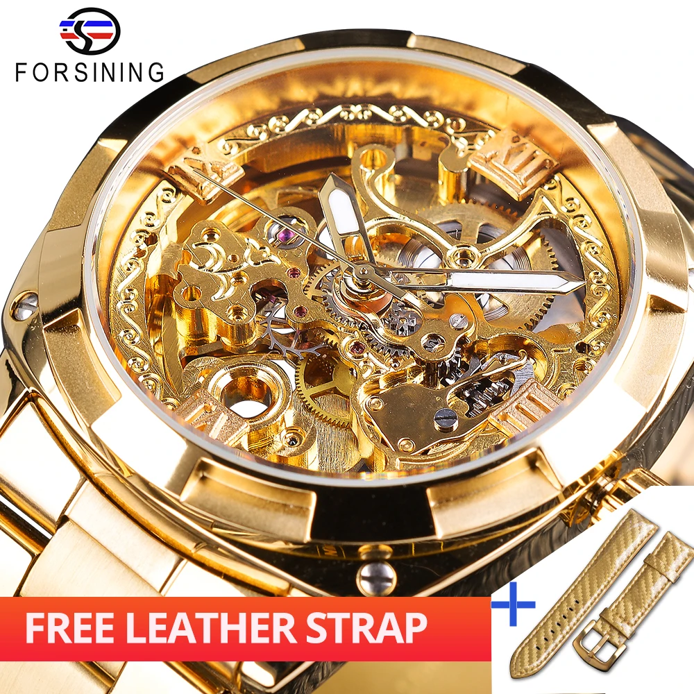 Forsining Watch +Band Set Combination Retro Men Automatic Mechanical Wirstwatches Full Golden Luminous Hands Skeleton Clock Male
Forsining Watch +Band Set Combination Retro Men Automatic Mechanical Wirstwatches Full Golden Luminous Hands Skeleton Clock Male
