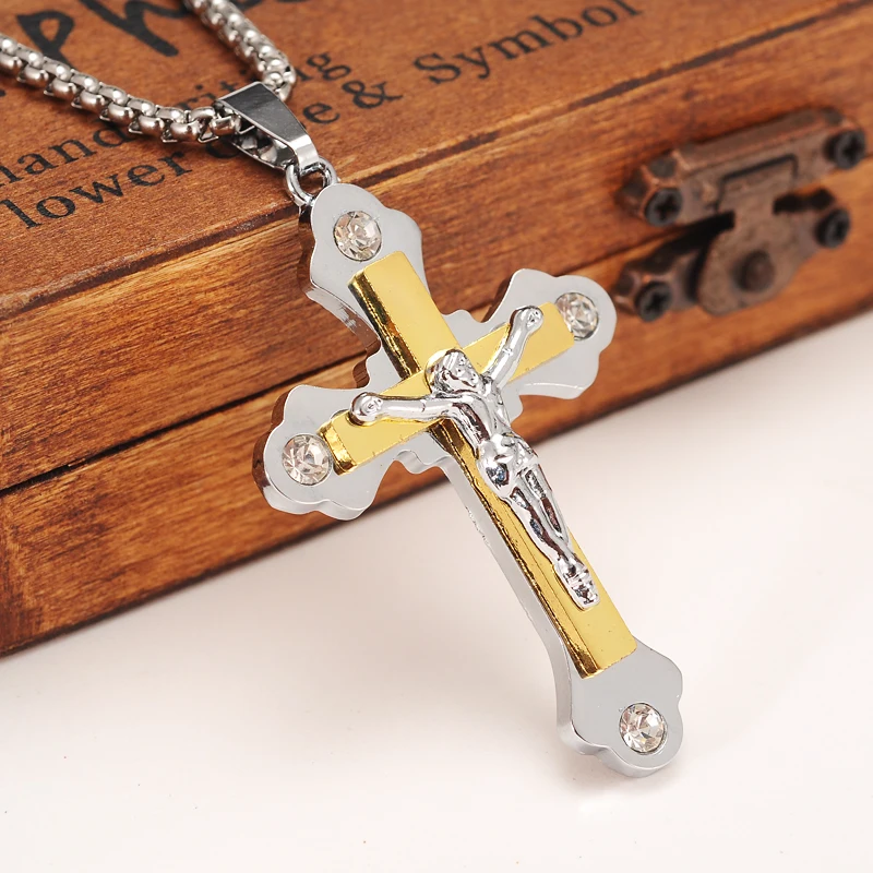 

Bangrui Two Tone Gold Color Orthodox Christianity Church Eternal Cross Pendant Necklace Jewelry Russia/Greece/Ukraine