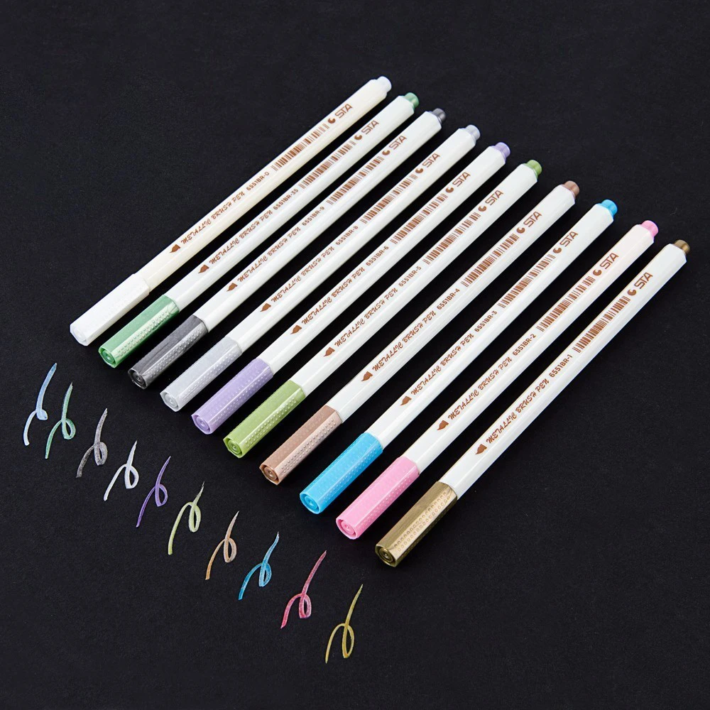 Watercolor Brush Pen 10Colors/Box 1-2 Mm Metallic Marker Pen DIY Scrapbooking Crafts Soft Fountain Pen MK003C
Watercolor Brush Pen 10Colors/Box 1-2 Mm Metallic Marker Pen DIY Scrapbooking Crafts Soft Fountain Pen MK003C