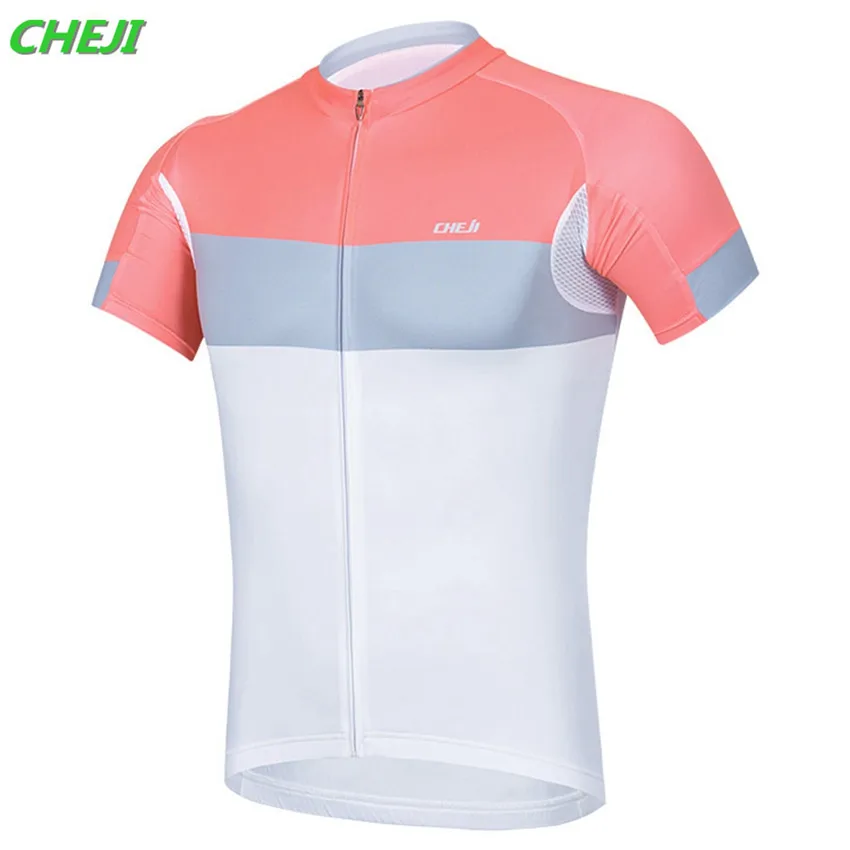 Cheji Bicycle Men's Cycling Jersey Top Pink-white Roupa Ciclismo Outdoor Sportswear Cycling Clothing CC1445