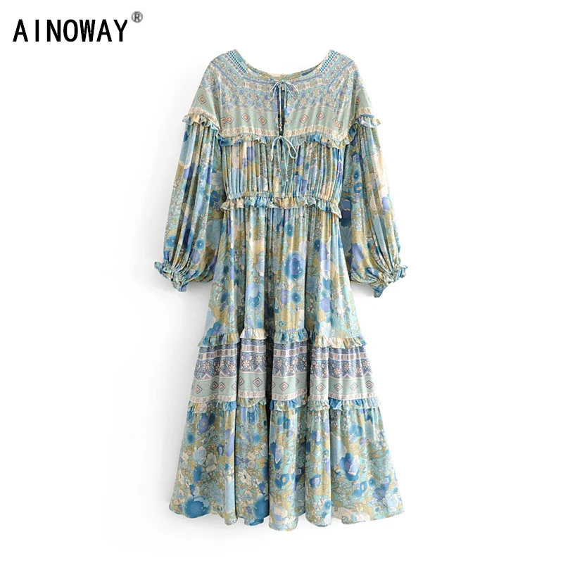 Vintage chic women floral print lace up tassel beach long Bohemian midi dress Ladies v-neck ruffles Boho pleated dress vestidos
Vintage chic women floral print lace up tassel beach long Bohemian midi dress Ladies v-neck ruffles Boho pleated dress vestidos