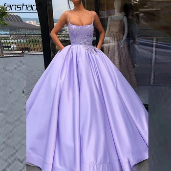 Lilac Muslim Evening Dresses Satin Ball Gown Spaghetti Strap Appliques Beads Illusion Islamic Dubai Saudi Arabic Prom Dress
Lilac Muslim Evening Dresses Satin Ball Gown Spaghetti Strap Appliques Beads Illusion Islamic Dubai Saudi Arabic Prom Dress