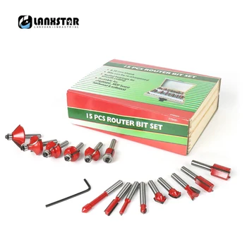 Lanxstar 15PC 1/4" Shank Professional Tungsten Carbide Router Bit Set Wood Case Package Woodworking Miller Cutters
Lanxstar 15PC 1/4" Shank Professional Tungsten Carbide Router Bit Set Wood Case Package Woodworking Miller Cutters