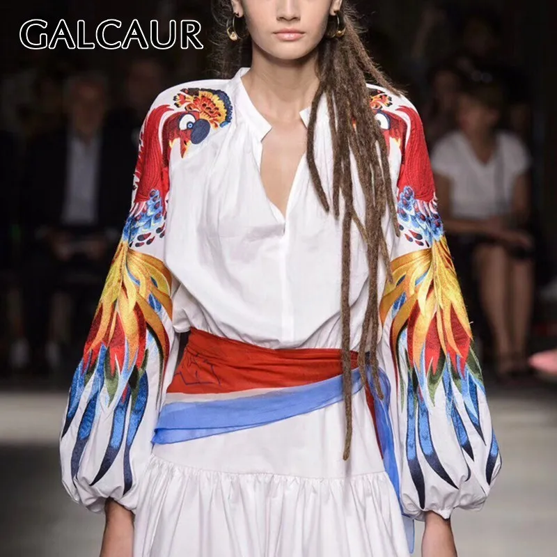 GALCAUR Casual Animal Embroidery Women Blouse O Neck Lantern Sleeve Oversized Shirt Female Fashion Clothes 2019 Summer New Tide
GALCAUR Casual Animal Embroidery Women Blouse O Neck Lantern Sleeve Oversized Shirt Female Fashion Clothes 2019 Summer New Tide