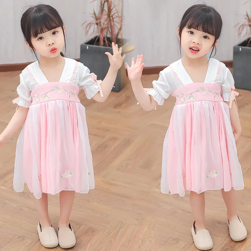 Size90-130 Elegant Baby Girl Dress Girl Top Clothing Summer Short Sleeve Costume Antiquity Han Chinese Clothing Baby Girl Dress
Size90-130 Elegant Baby Girl Dress Girl Top Clothing Summer Short Sleeve Costume Antiquity Han Chinese Clothing Baby Girl Dress