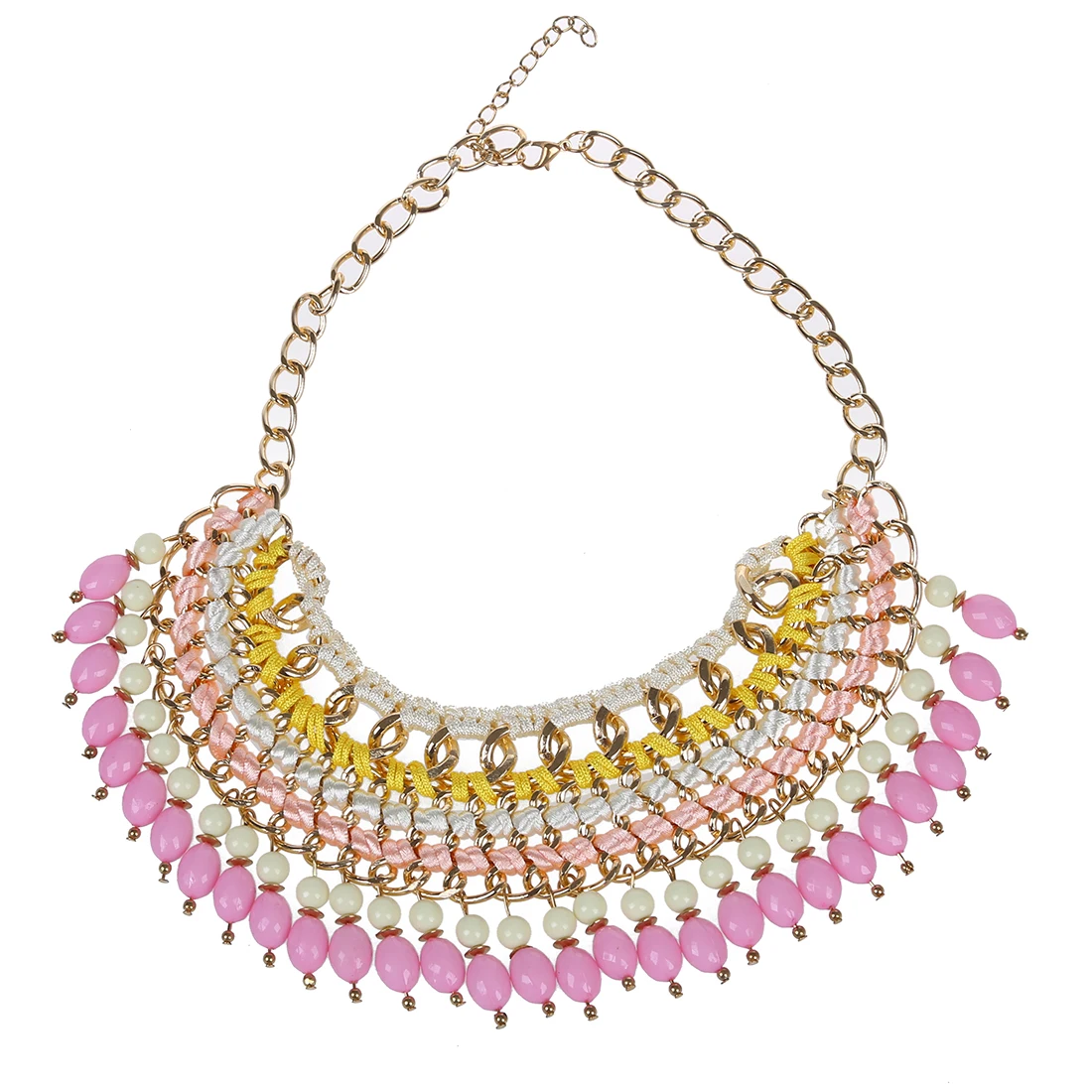 Ethnic Necklace Colorful Beads Charm Alloy Chain Statement Necklace Fashion Jewelry For Women pink
Ethnic Necklace Colorful Beads Charm Alloy Chain Statement Necklace Fashion Jewelry For Women pink