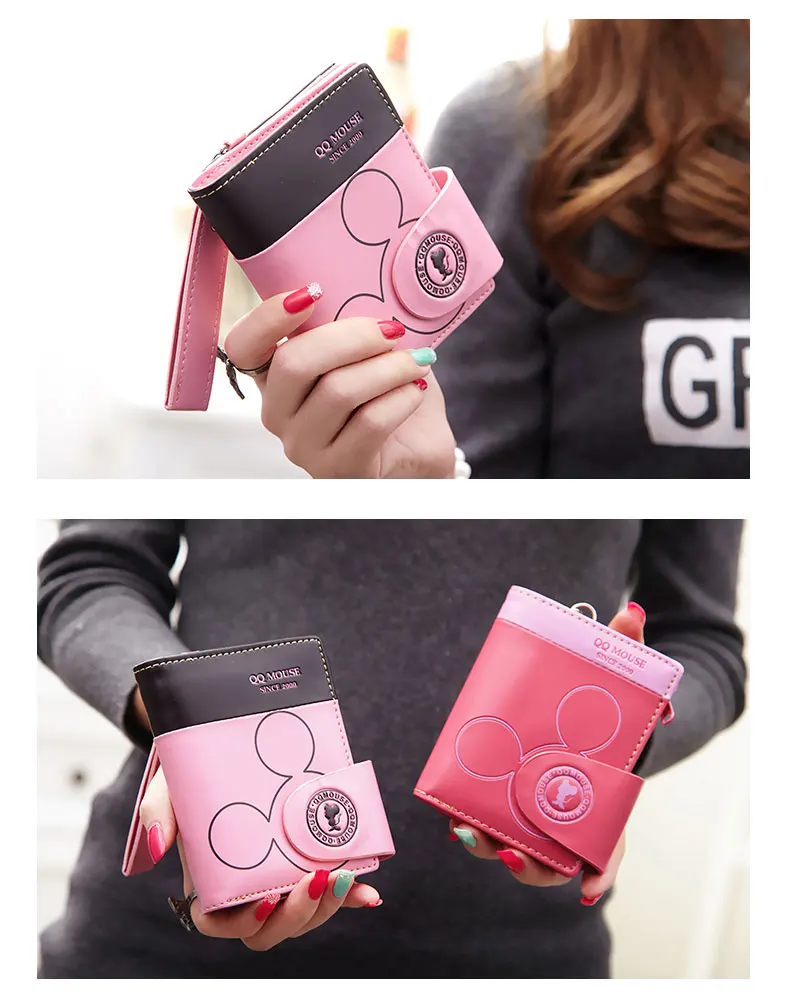 portofel mic pentru femei Desene animat Mickey drăguț posetă suport card portofel feminin