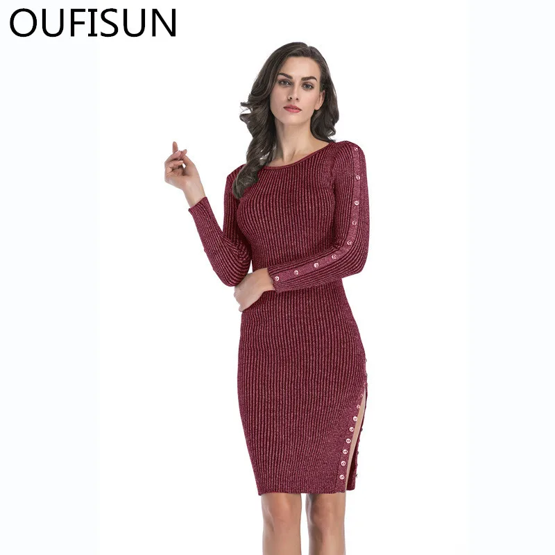 Oufisun 2019 Spring New Casual Vintage Solid Slim Pencil Dress Women's Elegant Empire Button Party Dress O-neck Split Mini Dress
Oufisun 2019 Spring New Casual Vintage Solid Slim Pencil Dress Women's Elegant Empire Button Party Dress O-neck Split Mini Dress