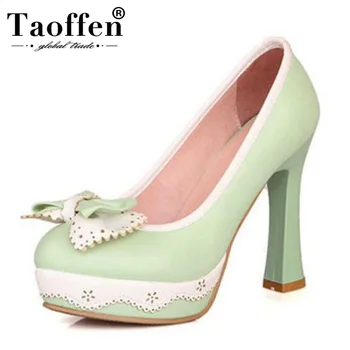 TAOFFEN Women High Heel Shoes Women Solid Bowknot Patchwork Lace Slip On Pumps Ladies Platfrom Daily Office Footwear Size 32-45
TAOFFEN Women High Heel Shoes Women Solid Bowknot Patchwork Lace Slip On Pumps Ladies Platfrom Daily Office Footwear Size 32-45
