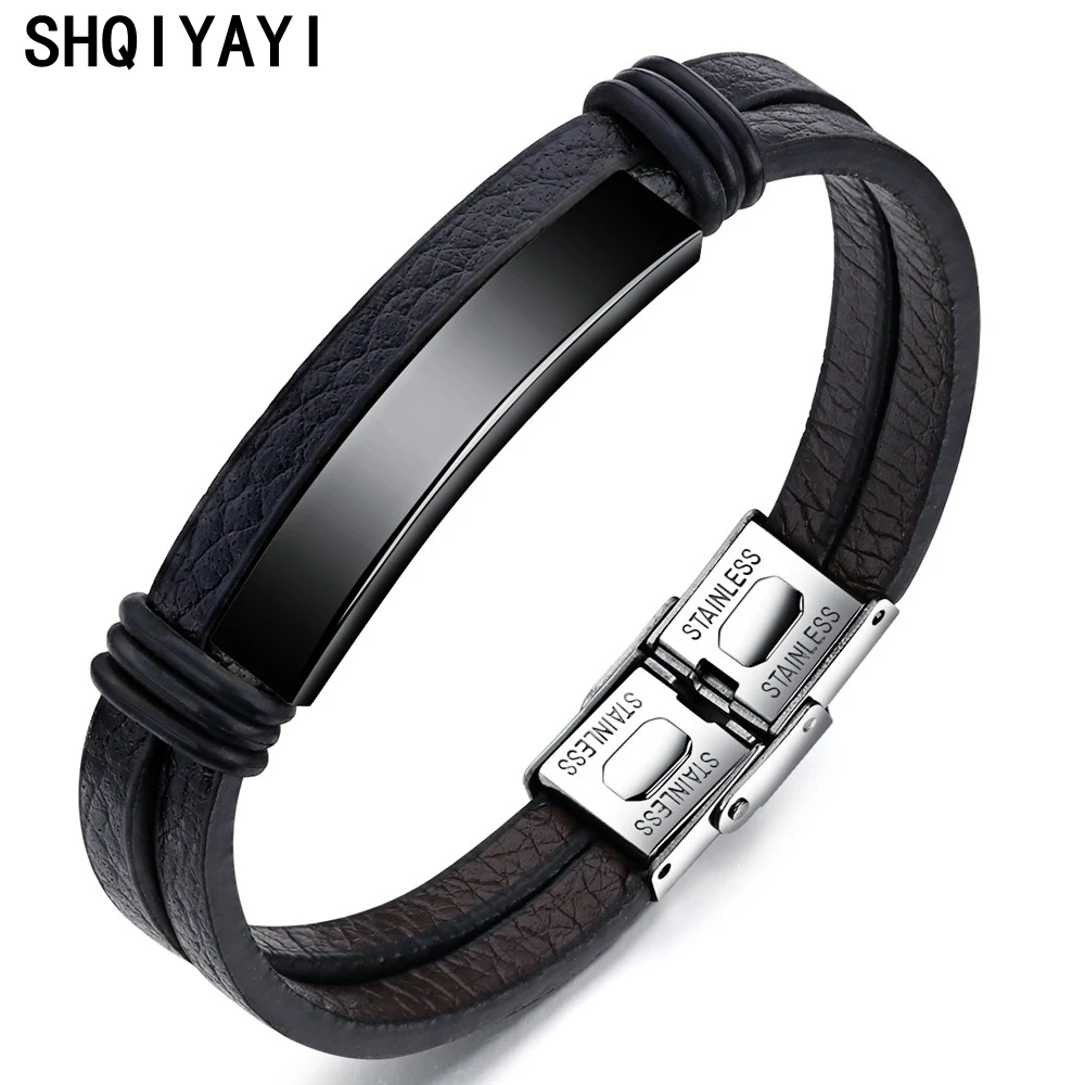 SHQIYAYI Black Leather Charm Bracelets Bangles For Men Punk Rock Stainless Steel Fashion Jewelry Party Gift .O1195
SHQIYAYI Black Leather Charm Bracelets Bangles For Men Punk Rock Stainless Steel Fashion Jewelry Party Gift .O1195