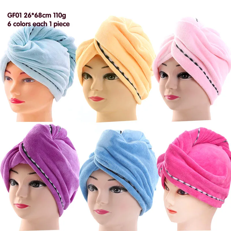 women bathroom super absorbent quictk-drying microfiber Bath towel hair dry cap salon towel 26*68cm 9