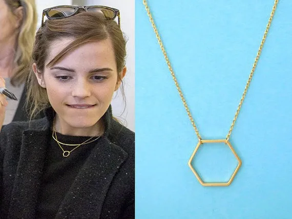 

hollow Geometric Hexagon Necklace Simple Sexangle geometrical Open Line Hive Hexagon pendant Necklace lucky Polygon jewelry