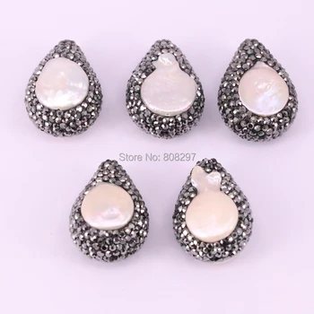 10Pcs Natural White Pearl Connector Beads,Crystal rhinestone pave Teardrop Spacer beads for Jewelry making
10Pcs Natural White Pearl Connector Beads,Crystal rhinestone pave Teardrop Spacer beads for Jewelry making