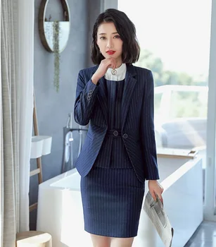 Fashion Striped Blazers Formal Business Suits With Blazer and Skirt and Vest Coat & Waistcoat for Ladies Office Work Wear Sets
Fashion Striped Blazers Formal Business Suits With Blazer and Skirt and Vest Coat & Waistcoat for Ladies Office Work Wear Sets