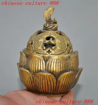 Christmas Old chinese bronze lotus Flower goldfish fish joss statue Incense Burner Censer Halloween
Christmas Old chinese bronze lotus Flower goldfish fish joss statue Incense Burner Censer Halloween