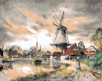 

Frameless diy paintings by numbers paint by number for home decor oil picture painting 5065cm windmill