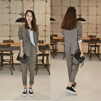 High quality small suit fashion women's fashion temperament Slim loose suit female leisure 2 / set
High quality small suit fashion women's fashion temperament Slim loose suit female leisure 2 / set