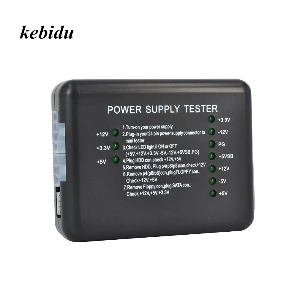 kebidu ATX SATA HDD Power Supply Tester LED Indication 20 24pin PSU Diagnostic Tool testing for Anode Cathode 12V 5V 3.3V
kebidu ATX SATA HDD Power Supply Tester LED Indication 20 24pin PSU Diagnostic Tool testing for Anode Cathode 12V 5V 3.3V