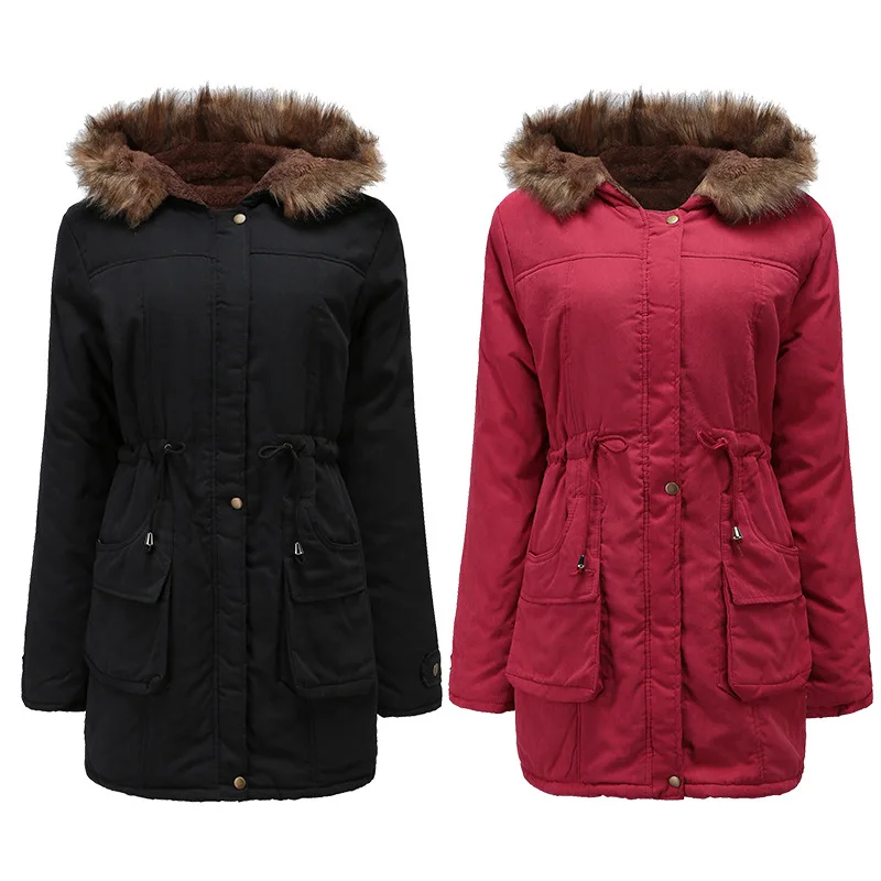 European 2018 Winter Fur Collar Hooded Long Women's Cotton Coat Large Size Slim Jacket Female
European 2018 Winter Fur Collar Hooded Long Women's Cotton Coat Large Size Slim Jacket Female