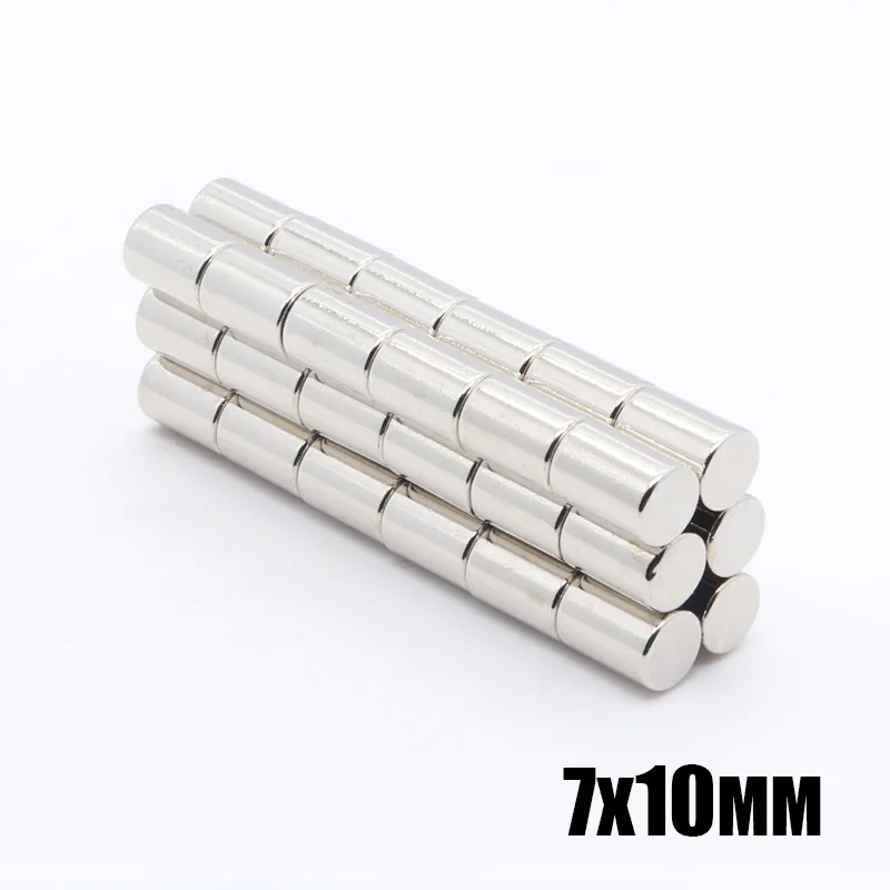 

100Pcs 7x10 mm Neodymium Magnet Permanent N35 7mm x 10mm NdFeB Super Strong Powerful Magnetic Magnets Small Round Disc