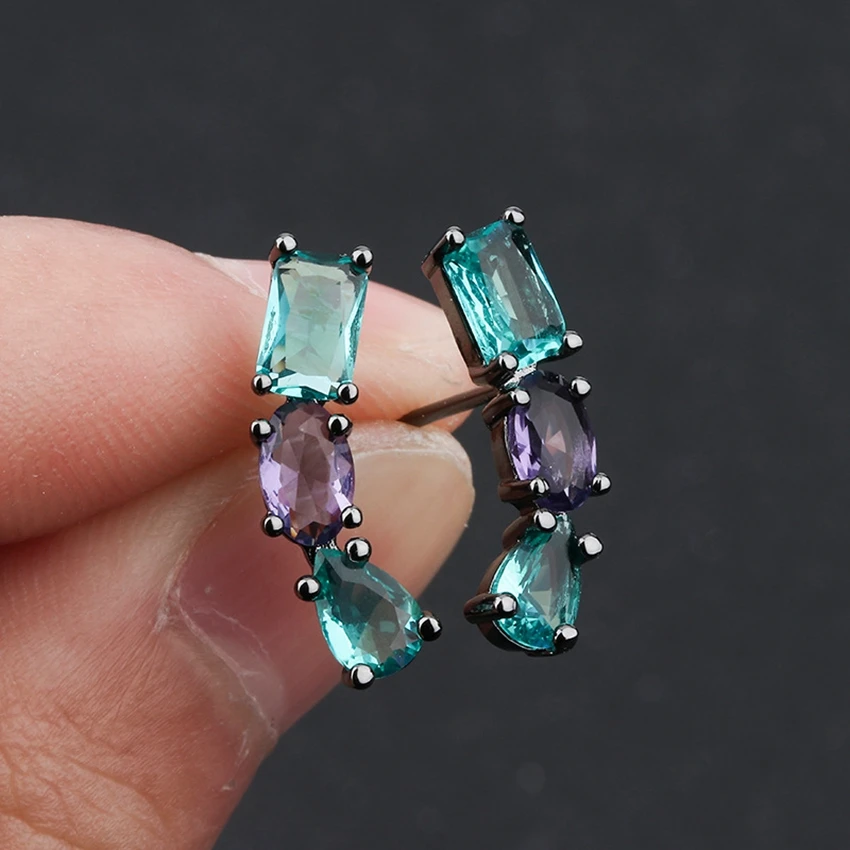 Dazzling Hip Hop Party Black Gold Filled Fashion Stud Earrings for Women Colorful Crystal Zircon Earings 2019 New Luxury Jewelry 
Dazzling Hip Hop Party Black Gold Filled Fashion Stud Earrings for Women Colorful Crystal Zircon Earings 2019 New Luxury Jewelry