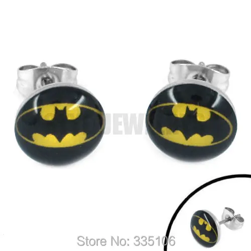 

Free shipping! Enamel Batman Earring Body Piercing Stainless Steel Jewelry Trendy Motor Earring Studs SJE370080