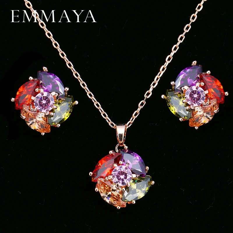 EMMAYA Party Flowers Bridal Jewelry Sets Necklace Earrings Rose Gold Color Women Stud Earrings CZ Crystal Jewelry
EMMAYA Party Flowers Bridal Jewelry Sets Necklace Earrings Rose Gold Color Women Stud Earrings CZ Crystal Jewelry