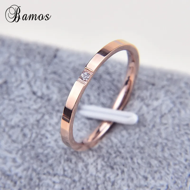 Bamos Male Female Stainless Steel Ring Simple Round Zircon Rings For Men Women Trendy Rose Gold Color Jewelry
Bamos Male Female Stainless Steel Ring Simple Round Zircon Rings For Men Women Trendy Rose Gold Color Jewelry